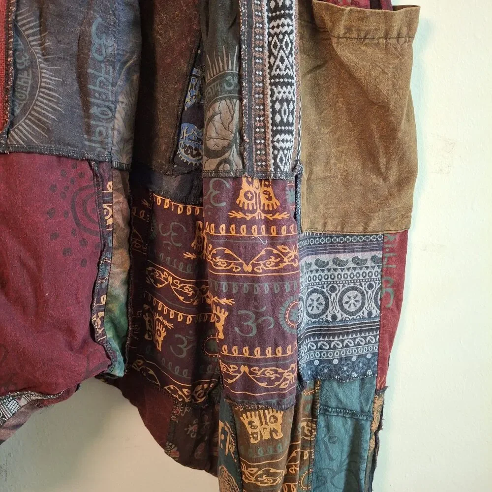 Kathmandu Patchwork Harem Pant Drop Crotch M Boho Festival Hippie Yoga Grunge